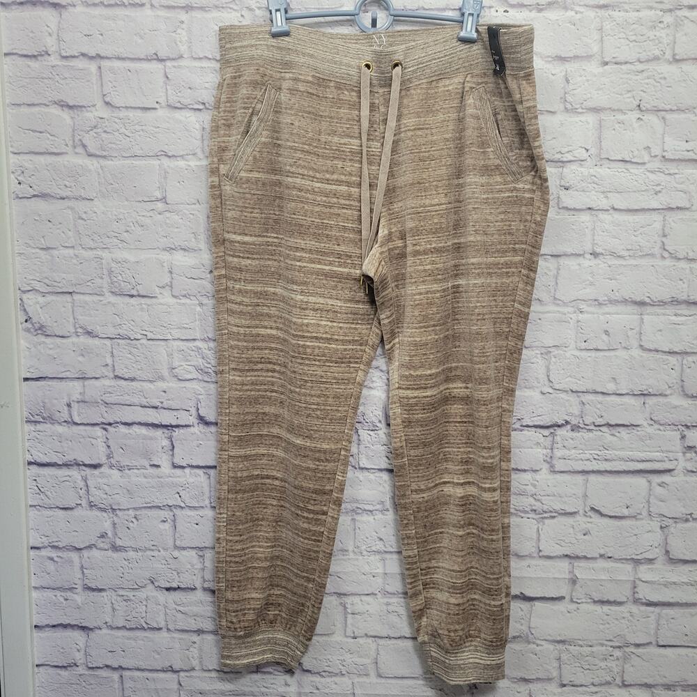 NEW NY & CO Velour Jogger Pants Womens XL Beige Sweatpants‎ Lounge Gym Retro